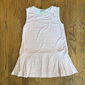 Pink Gingham Sleeveless Kids Casual Tennis Dress